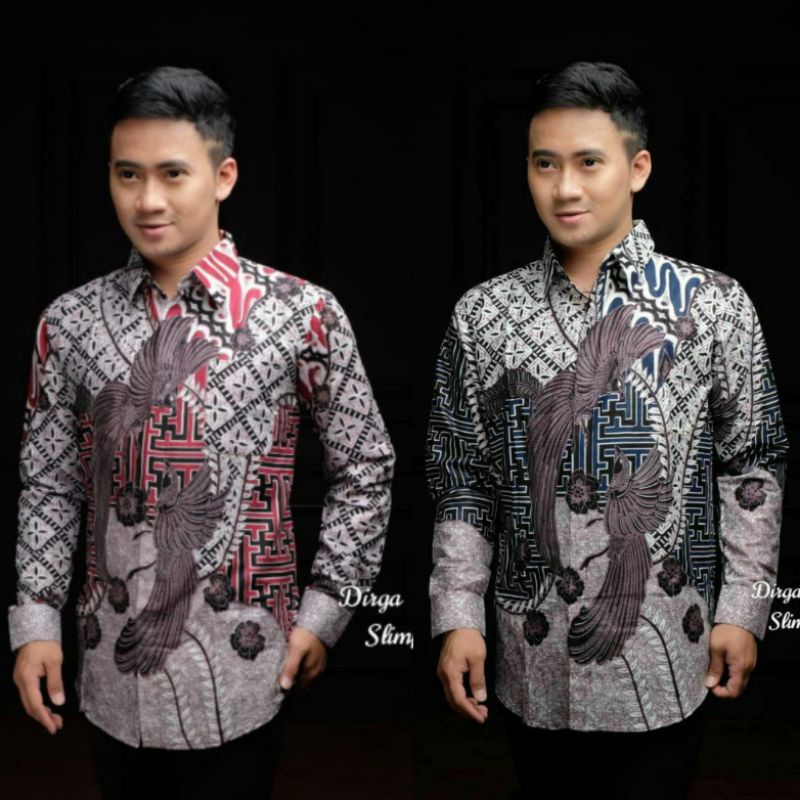 Batik pria kemeja batik lengan panjang m l xl xxl terlaris