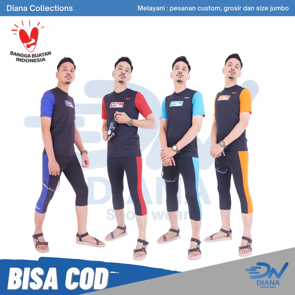 Setelan renang pria jumbo | Pakaian renang muslim | Celana renang pria dewasa | Atasan renang lengan