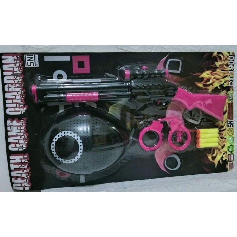 mainan tembak plus topeng squid game satu set