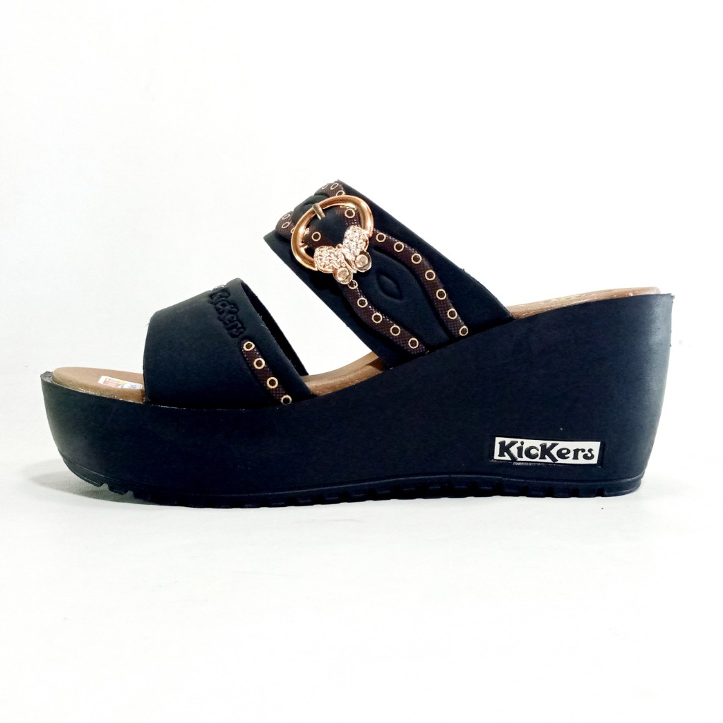 Kickers CB.02 Sandal Wanita Selop Wedges Tebal Hak 7cm Size 37-40