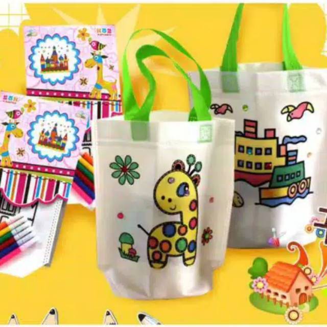 Tas melukis anak / bag painting coloring / DIY anak / kerajinan anak