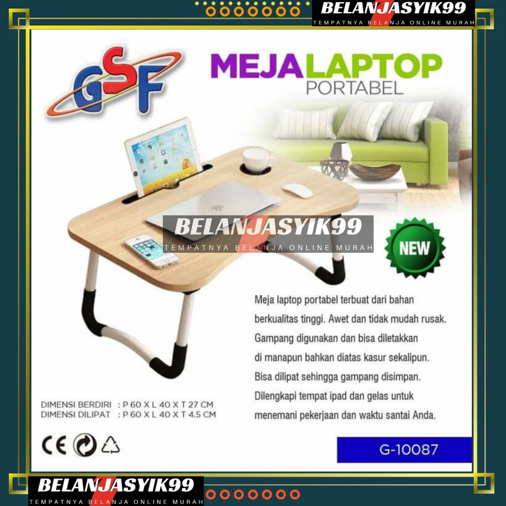 MEJA LAPTOP LIPAT PORTABLE / MEJA LAPTOP GSF 10087 UKURAN JUMBO / MEJA BELAJAR ANAK MULTIFUNGSI ANTI AIR GSF G-10087