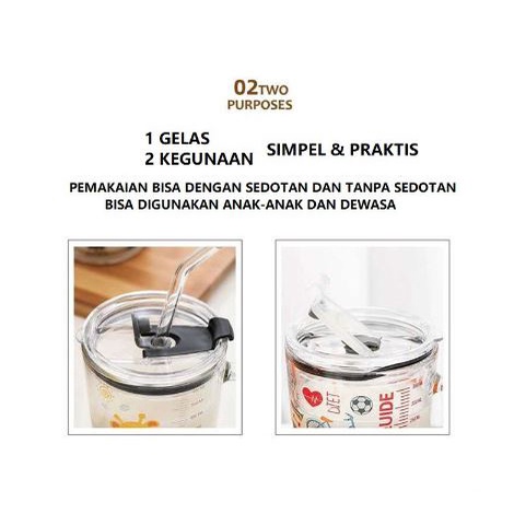 GELAS MINUM KACA+SEDOTAN