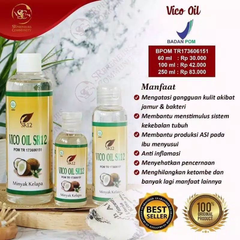 SR12 Skincare Herbal VCO oil VICO OIL 100% Minyak kelapa murni vco kapsul