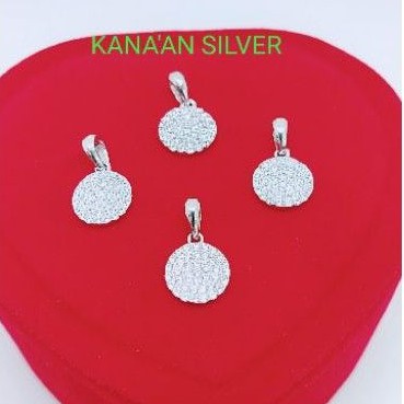 TTR Liontin perak asli/buah kalung bulat mata putih kilau perak asli 925/silver lapisan emas putih