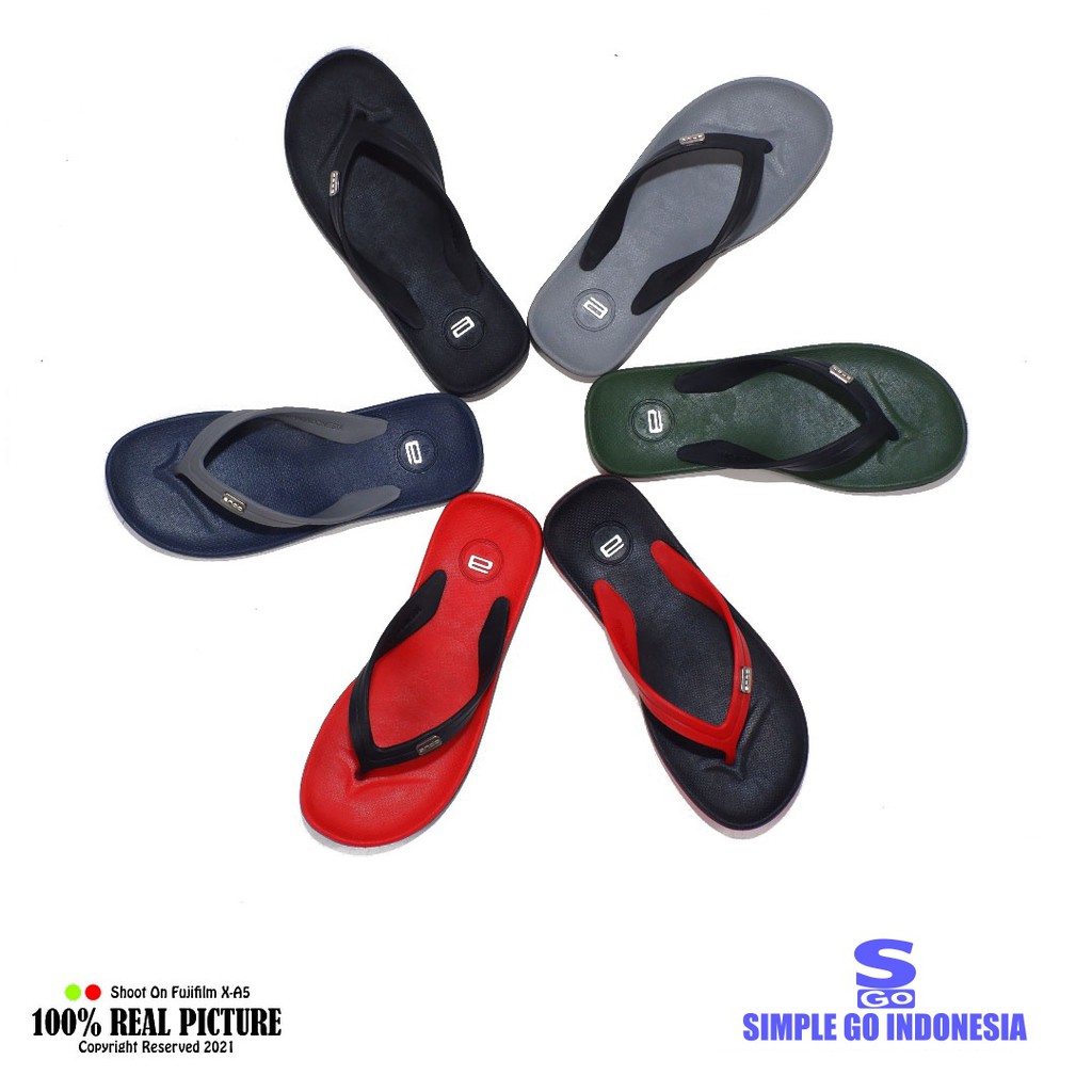 Ando Thunder 02 - Sandal jepit slide pria karet original | Sendal japit cowok lentur model simple matte 38-42