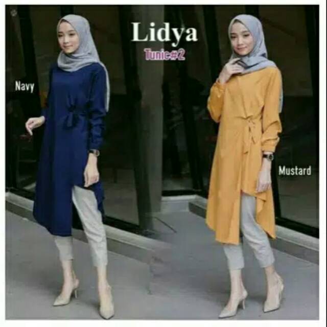 Tunik Wanita Lidya Fashion Baju Muslim Terbaru Bahan Moscrepe