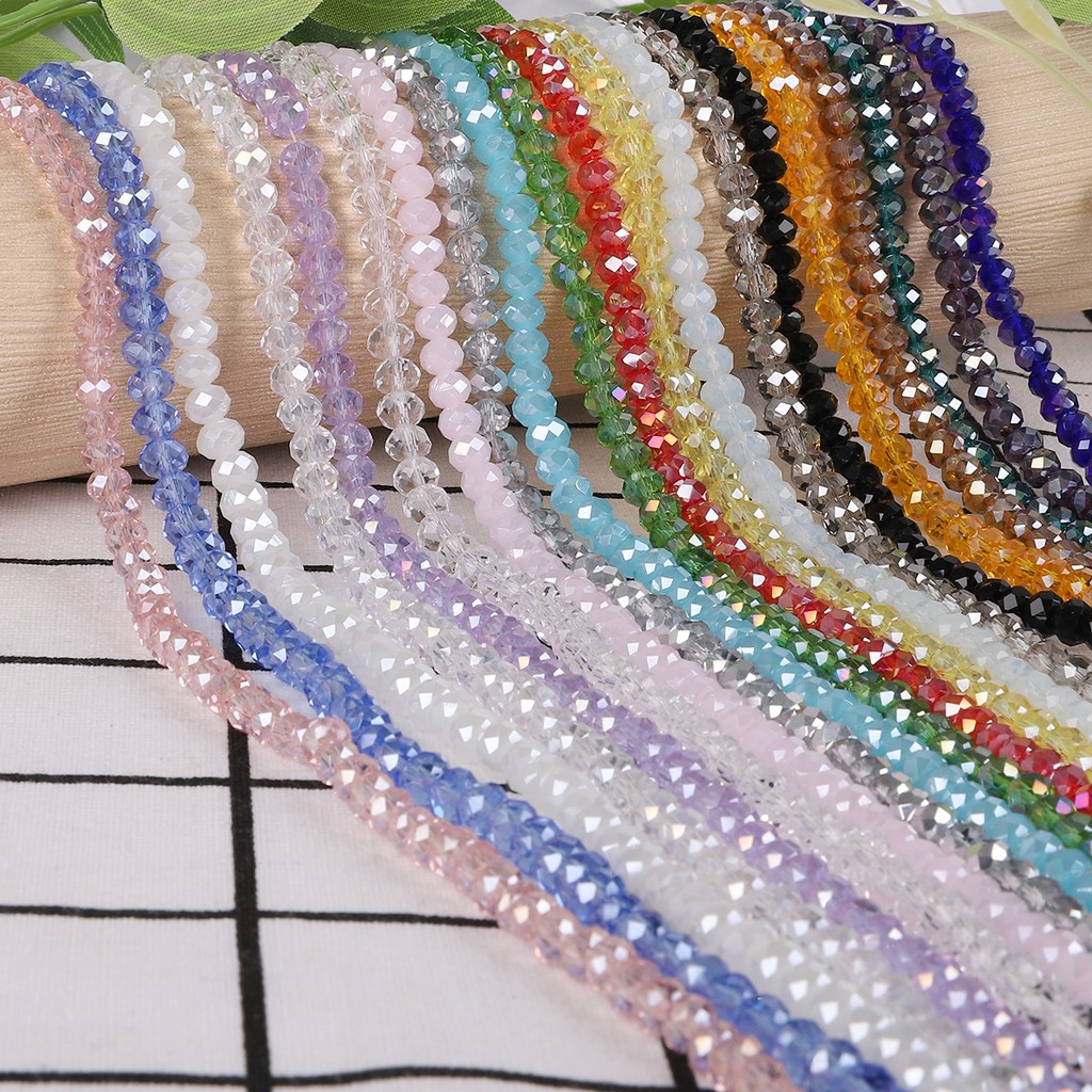 Wholesale 145 Pcs 4 mm Multicolor Rondelle Faceted Glass Beads Czech Crystal Beads For Jewelry Crafts Sewing Clothing Accessories