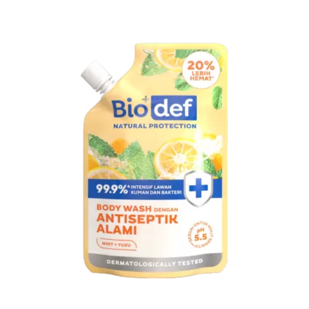 Biodef Natural Protection Mint + Yuzu Body Wash ( Botol 275mL &amp; Refill 400mL )