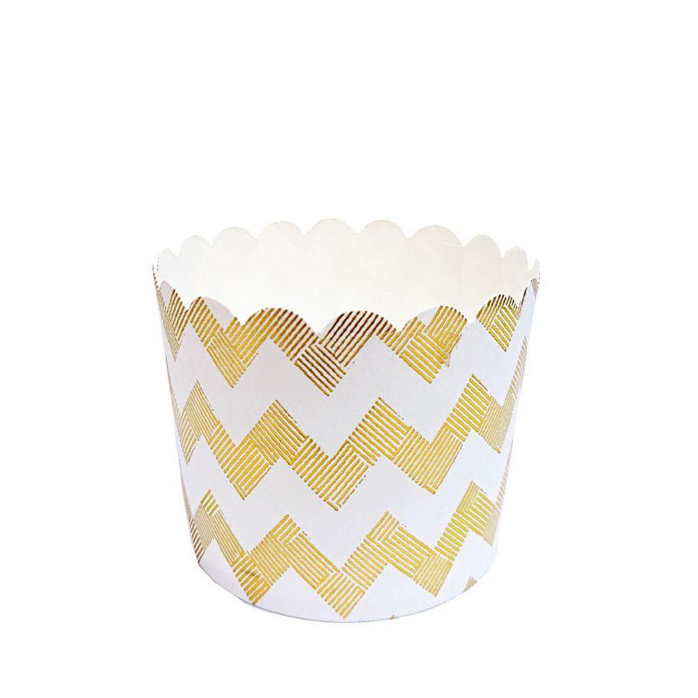 Preva 50Pcs Cupcake Paper Cups Perlengkapan Pesta Dilapisi Cake Liner Gold Silver Muffin Cupcake Liners