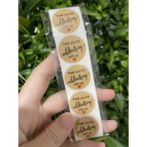 (50pcs) Stiker Thank You Bulat size 2,5cm / Thank You stickers Olshop etc-Kraft celebrating50