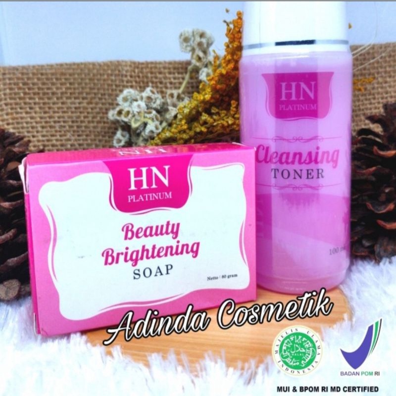 paket cleansing 2in1 Sabun batang Hn platinum + Toner Hn platinum original BPOM/ cream Hn bpom ori