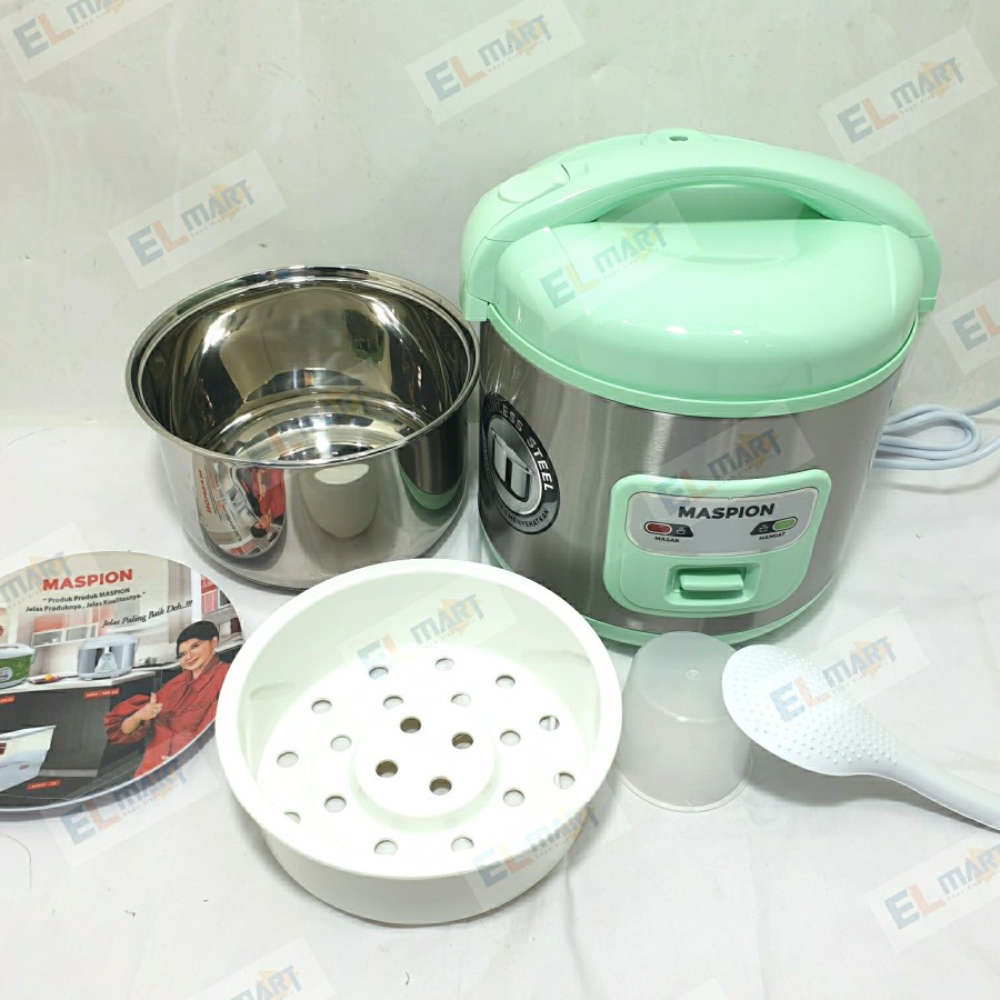 Rice cooker panci anti lengket Maspion Magic Com Mini 1 Liter MRJ 1003 TSS - 1003TSS Stainless 1L