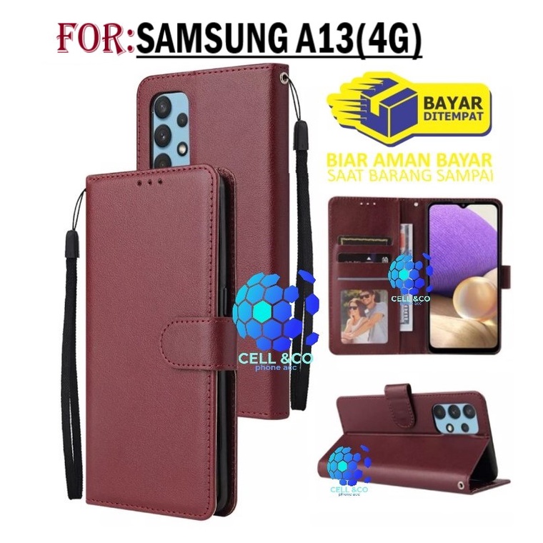 NEW SAMSUNG GALAXY A13 4G 2022 CASE FLIP LEATHER WALLET PREMIUM FLIP CASE BUKA TUTUP KESING HP CASING FLIP CASE WALLET SAMSUNG A13 4G TERBARU