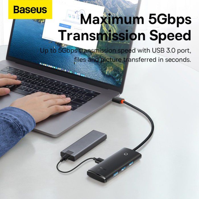 Baseus Hub Adapter Type C Lite Sereis 4 in 1 - USB Hub for Laptop &amp; PC - 5V 3A - Garansi Resmi 6 Bulan