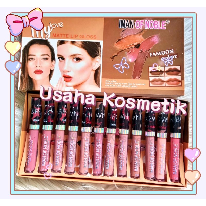 PROMO PER PACK!! LIPGLOSS IMAN OF NOBLE MY LOVE FASHION COLOR 12 WARNA NUDE CANTIK /RIASAN BIBIR NUDE NO. I32-7