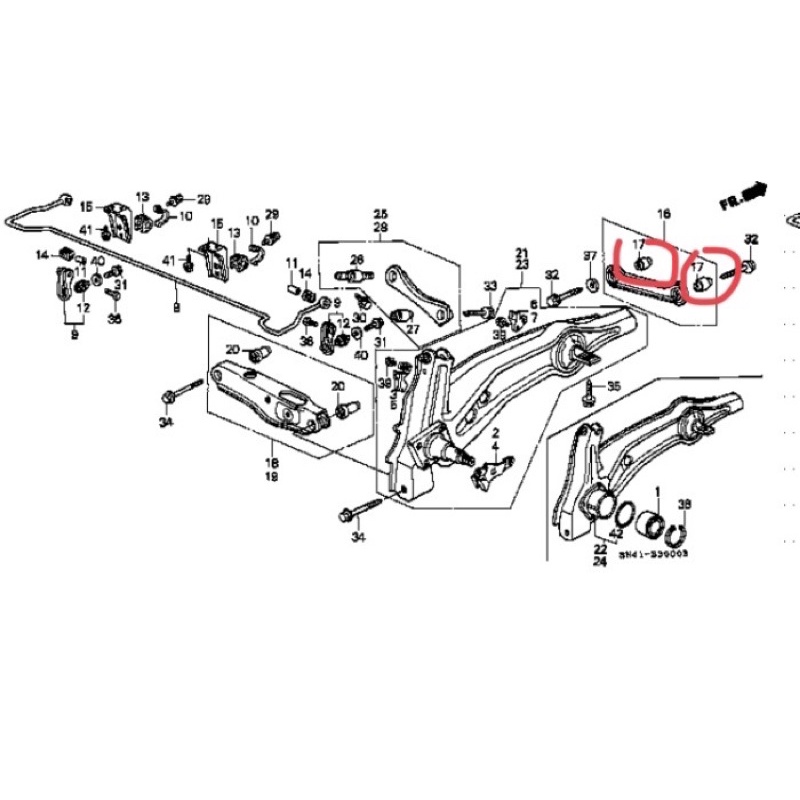 Bush Arm Belakang Kompensator Honda Grand Civic, Civic LX, Nova 1988-1991, Civic Genio, Estilo 1992-1995, Civic Ferio 1996-2000