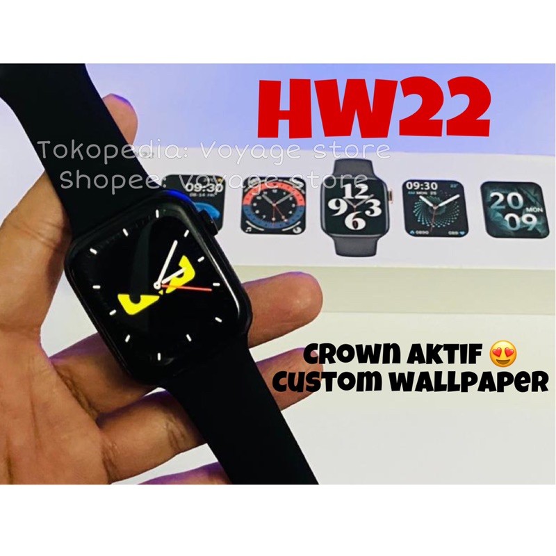 [CUSTOM WALLPAPER] Smartwatch jam tangan Original HW22 PRO MAX PLUS HW16 HW12 iwo series 6 pria Full Layar blood oxygen pressure telefon bluetooth IoS android 44mm