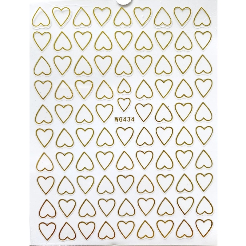 1 Lembar / Pak Stiker Kuku Transfer Air Motif Hati Untuk Aksesoris Manicure / Nail Art Diy