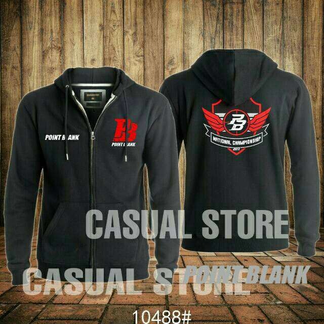 Jaket zipper hitam POINT BLANK GARENA