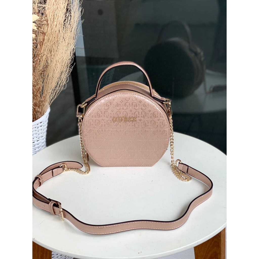 [7.7 Boombastis Sale⚡] - TAS SELEMPANG WANITA GS GS165 TAS MODEL LINGKARAN FULL LOGO EMBOSSED PREMIUM IMPORT