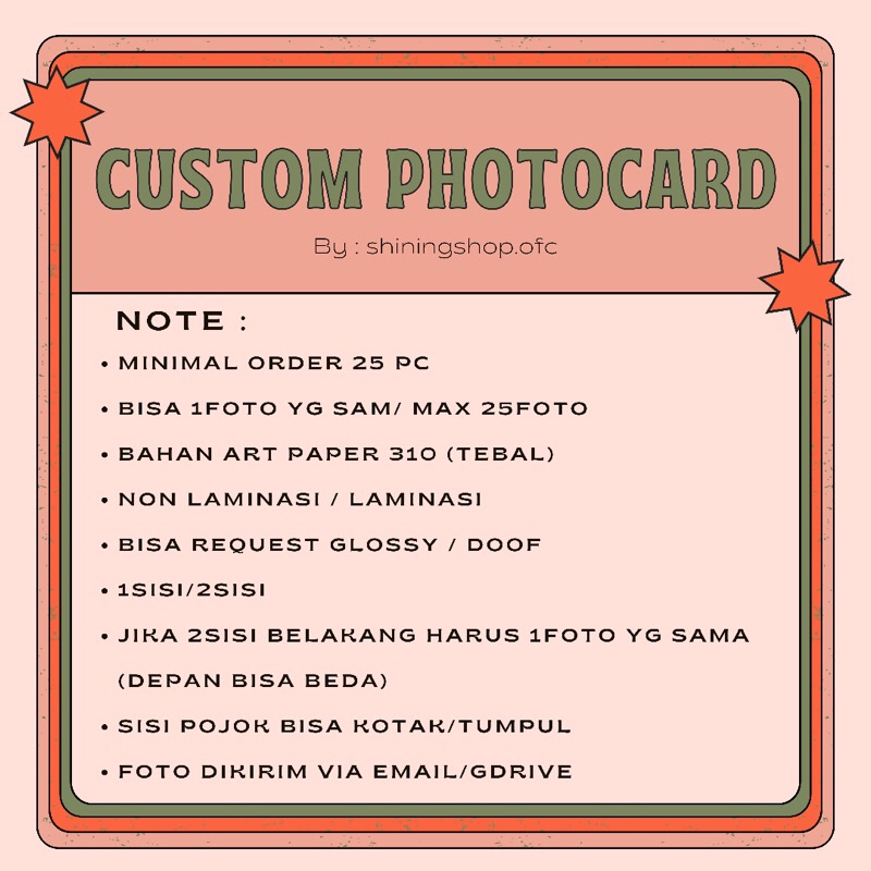 custom photocard / photocard custom / gambar sendiri/dicarikan