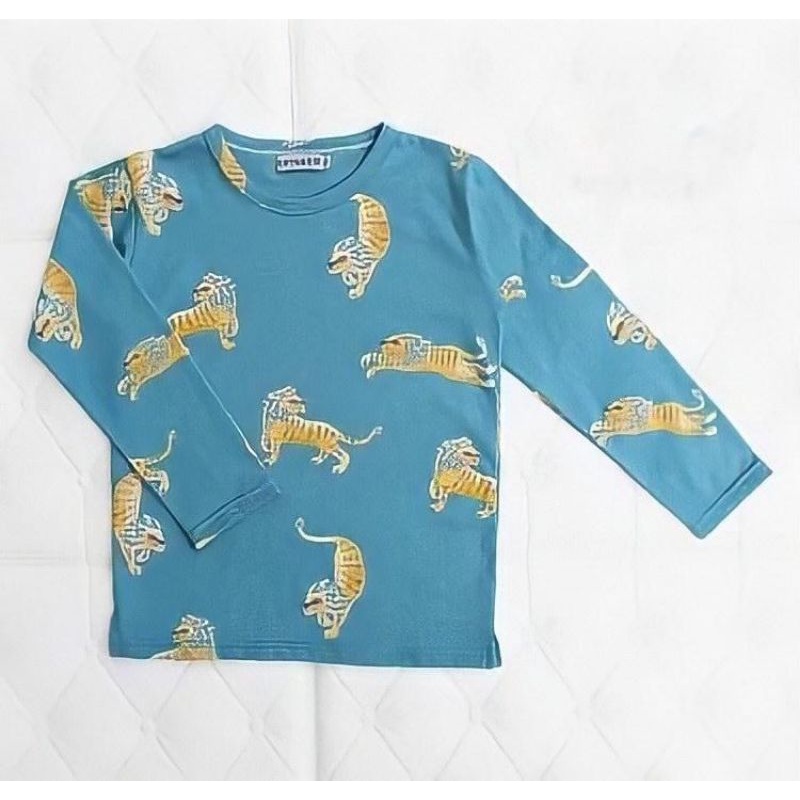 kaos anak - lengan panjang - lion harimau - hijau