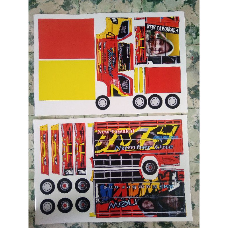 Lembaran PaperCraft Truk Oleng New Tawakal 4 Skala 1:16