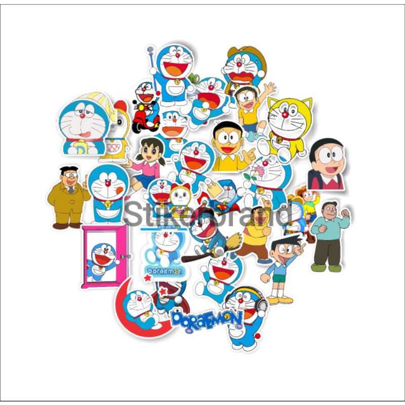 

Paket Doraemon Sticker Stiker 30pcs Doraemon series Brand Distro Case phone Tumbrl Logo Aesthetic grafiti Journal Journey