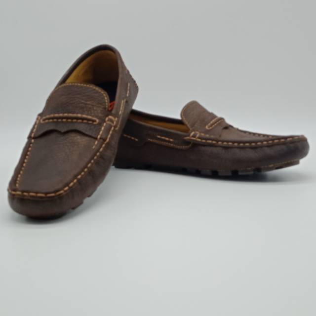 Sepatu pria moccasin kulit asli