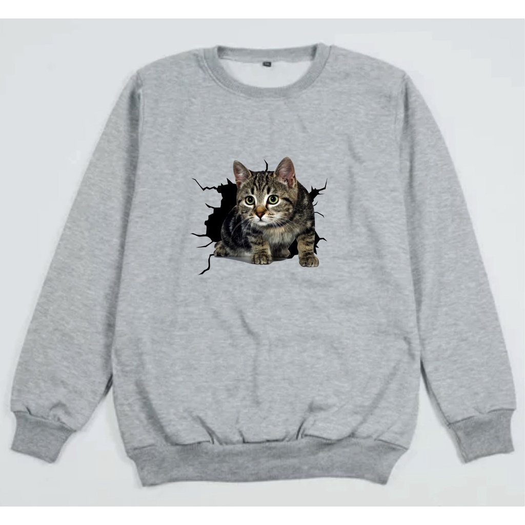 SWEATER CREWNECK CAT EMERALD PRIA/WANITA