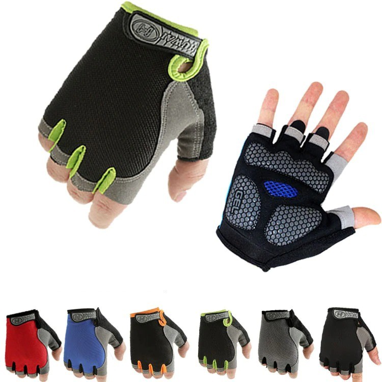 HUWAI Sarung Tangan Sepeda Cycling Sport Riding Gloves Half Finger L - HW-172 - Black