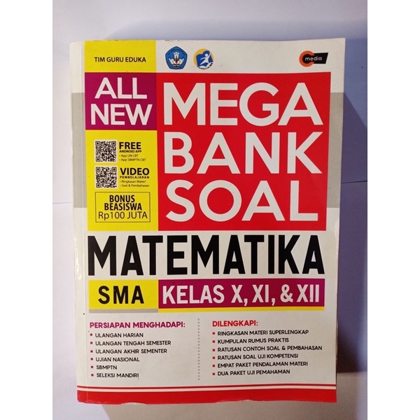 PRELOVED Buku Bekas All New Mega Bank Soal Matematika Tim Guru Eduka 1, 2, 3 SMA/MA Kelas X, XI, XII