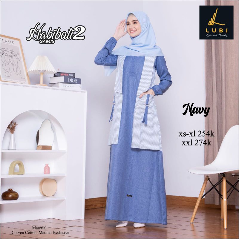 Gamis Dewasa Lubi Habibati2 Navy