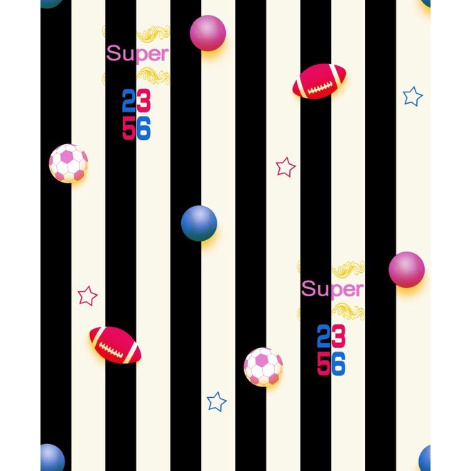 Wallpaper Dinding Vinyl Korea Timbul Salur Garis Hitam Putih Sport (K14-4)