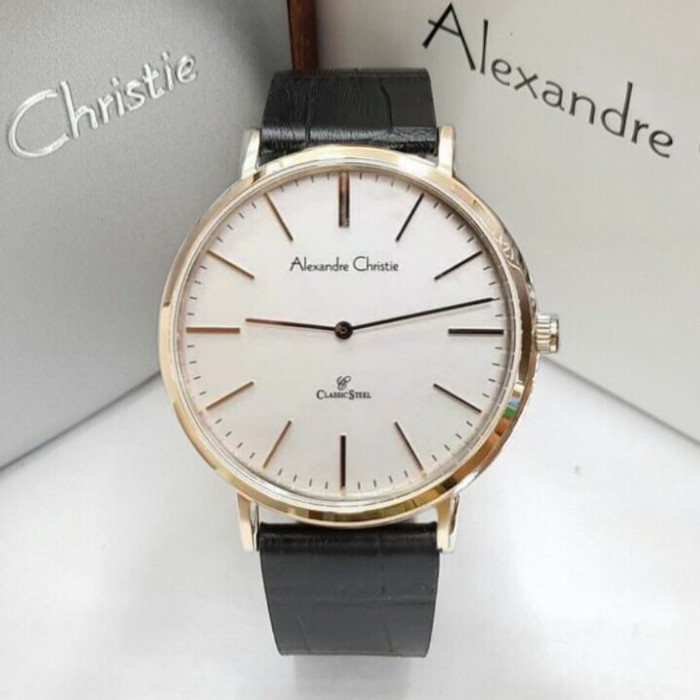 Jam Tangan Pria Original Alexandre Christie 8490 Silver White ori