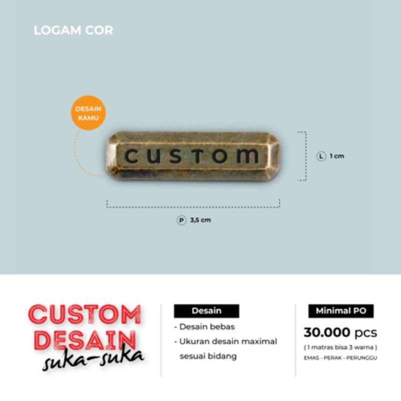 

CST113 Custom Label Logam 3.5 x 1 cm Pre Order