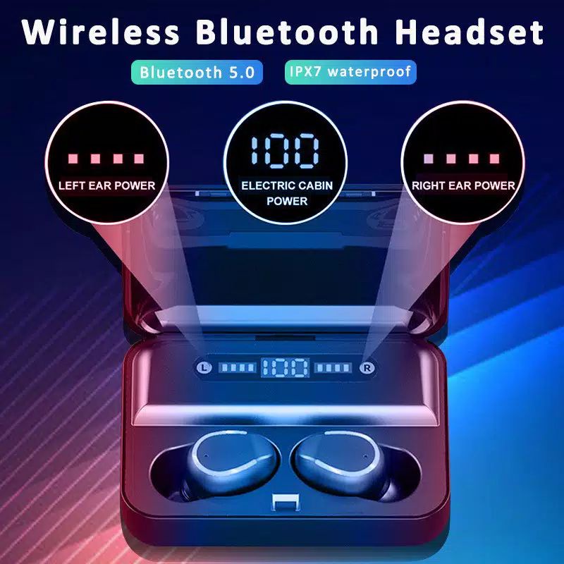 Earphone TWS F9-5  Fingerprint Bluetooth 5.0 HiFi Earphone Wireless Headset Display Earbuds Olahraga