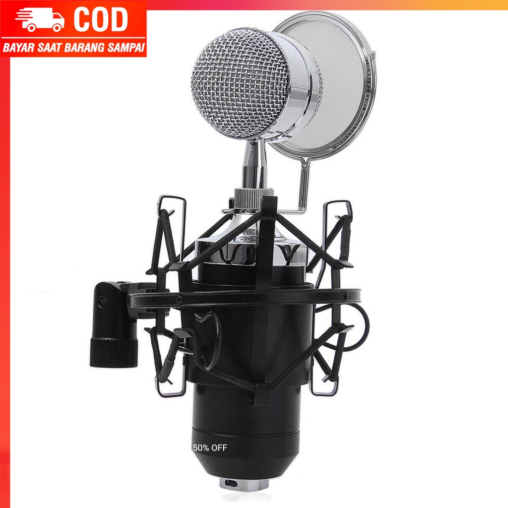 (100% BARANG ORI) TaffSTUDIO Mikrofon Kondenser dengan Shock Proof Mount - BM-8000