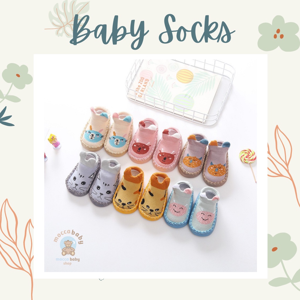 MBSS SEPATU PREWALKER ANTI SLIP BAYI KARAKTER ANIMAL CUTE / SEPATU KAOS KAKI KOREA FASHIONABLE / pussy cat