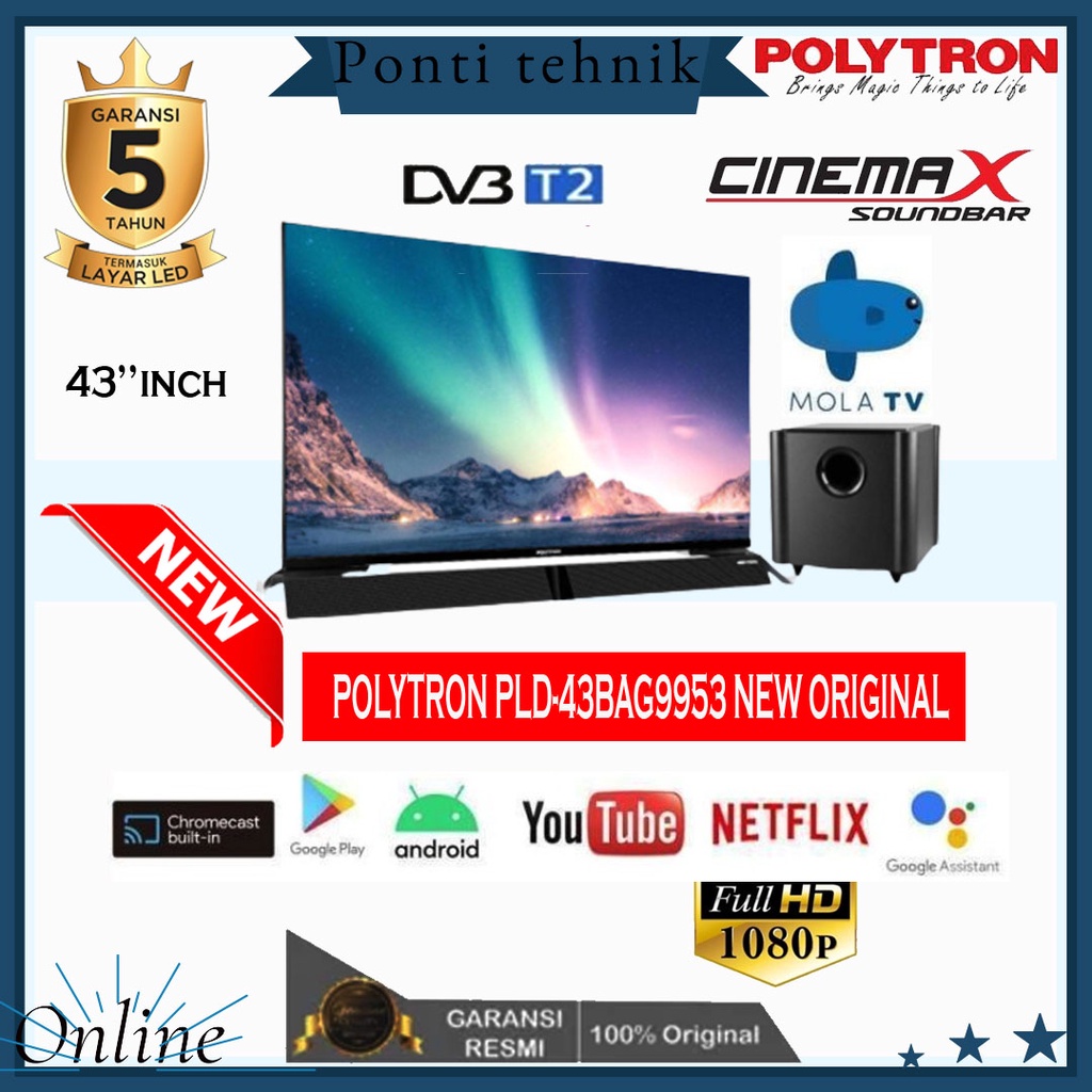 TV LED POLYTRON ANDROID FULL HD PLD-43BAG9953 43''INCH