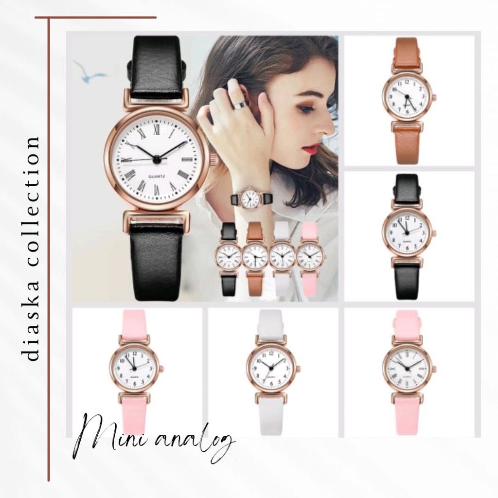 Jam Tangan Wanita Kecil Analog Quartz Dengan Strap PU Leather (013PU)