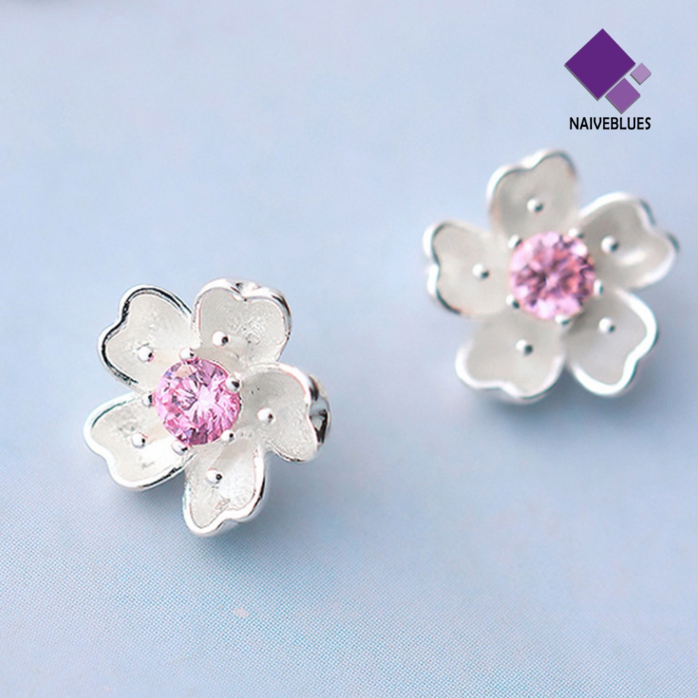 Anting Stud Desain Bunga Sakura Gaya Elegan Untuk Pesta