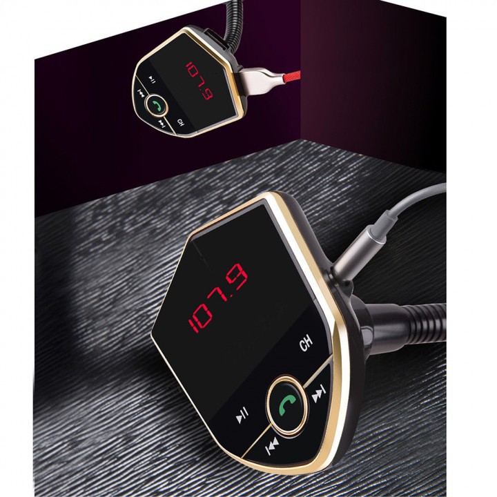 Car Charger 602E Professional Bluetooth MP3 Player Handsfree Dual USB - Gold and Silver