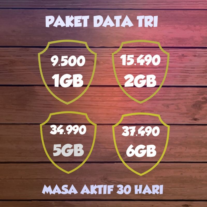 PAKET DATA TRI 1GB/2GB/5GB/6GB