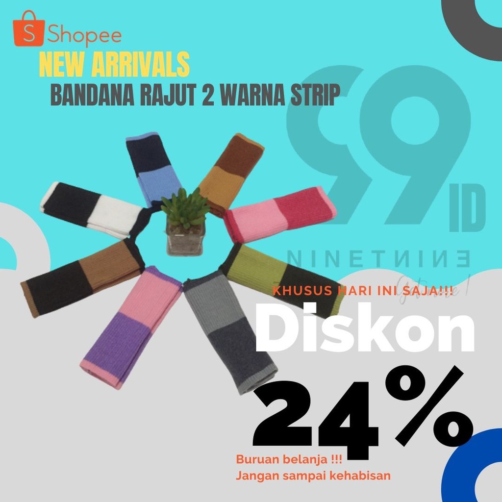 CIPUT RAJUT BANDANA 2 WARNA OMBRE inner rajut  inner hijab