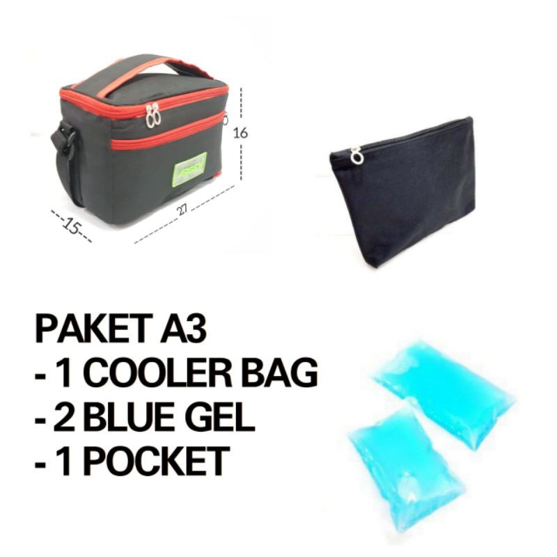 PROMO PAKET A3 , COOLER BAG ARGEN + 2 BLUE GEL + 1 POCKET s1