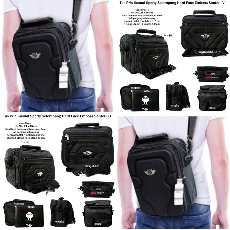 Tas pria selempang kasual sport santer canvas notebook 10 inch best seller