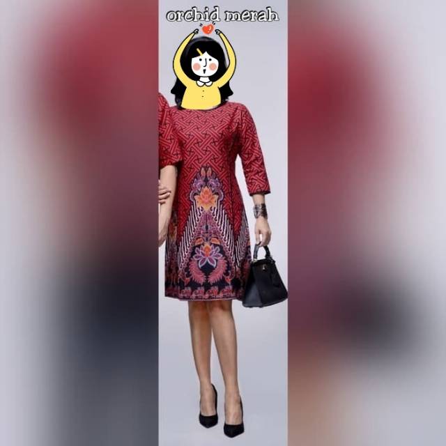 Dress Baju Batik Wanita jumbo big size M-5L Orchid Merah