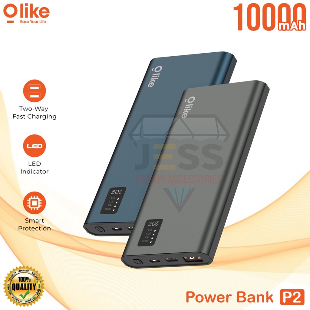 Olike Powerbank 10000mAh P2 Dual Port USB &amp; Type C Power Bank Super Fast Charging Quick 3.0